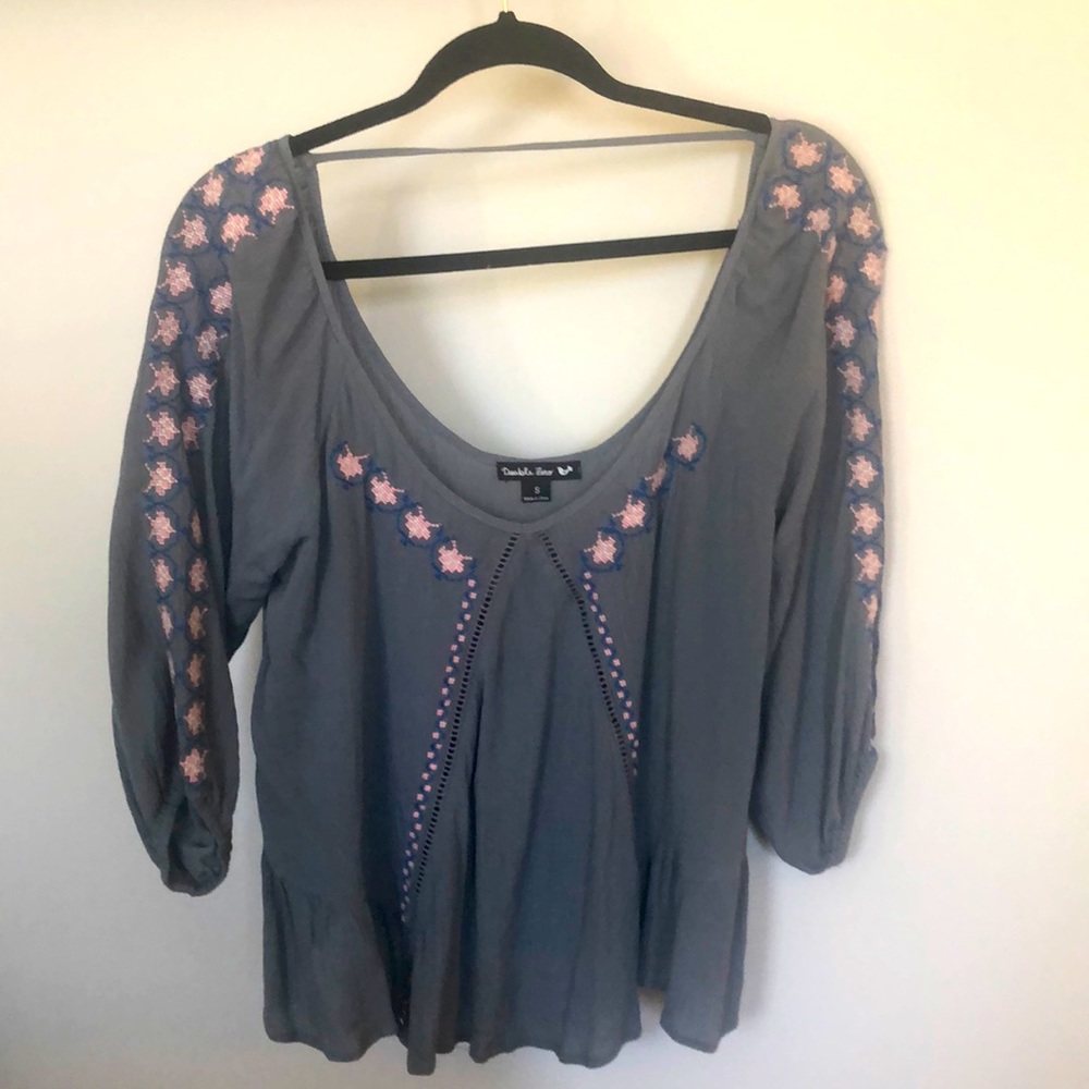 Dusty blue “Boho” blouse